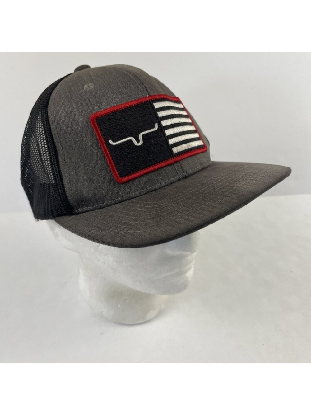 Kimes Ranch Baseball Cap Flag Patch SnapBack Longhorn OSFA Grey Cowboy Western